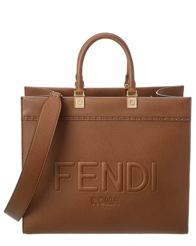 Fendi Sunshine Medium Leather Tote In Brown