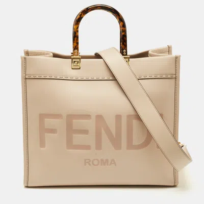 Pre-owned Fendi Sunshine Medium Light Pink Leather Shopper Tote