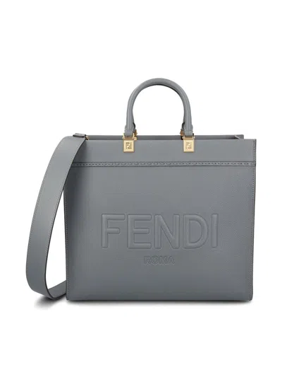 Fendi Sunshine Medium Tote Bag In Grey