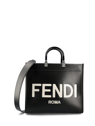 Fendi Sunshine Medium Tote Bag In Black