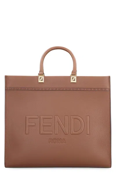 Fendi Medium Sunshine Shopping Bag In Brown