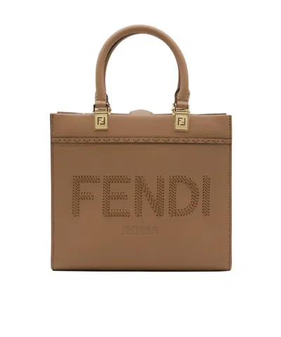 FENDI FENDI SUNSHINE LACE-UP LOGO SMALL TOP HANDLE BAG