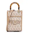 Fendi Raffia Mini Bag With White Tapestry Fabric Ff Motif In White