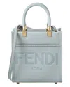 Fendi Sunshine Mini Leather Tote In Blue