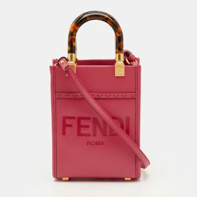 Pre-owned Fendi Sunshine Mini Pink Leather Tote