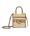 Fendi Mini Sunshine Straw Tote Bag In Nude