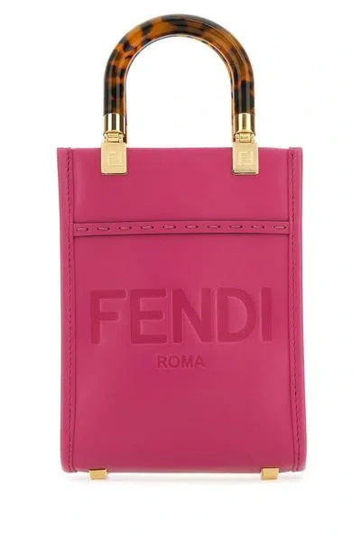 Fendi Mini Sunshine Tote Logo Bags In Purple