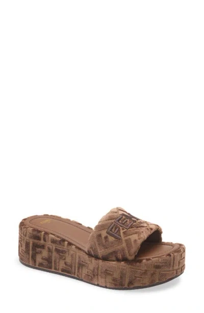 Fendi Sunshine Platform Wedge Slide Sandal