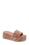 Fendi Sunshine Platform Wedge Slide Sandal