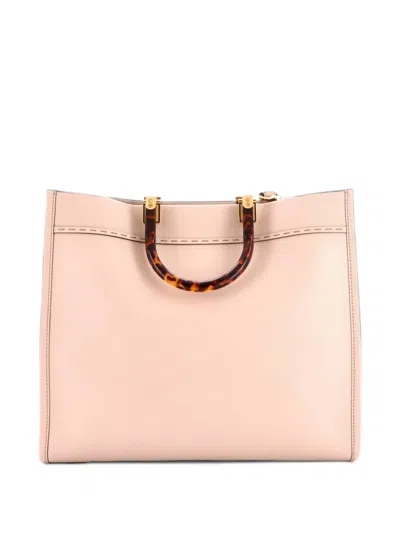 Pre-owned Fendi Sunshine Shopper Leather Medium Tote Bag In Pink