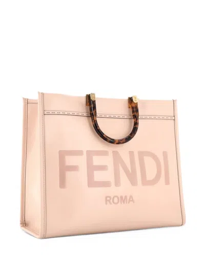Pre-owned Fendi Sunshine Shopper Leather Medium Tote Bag In Pink