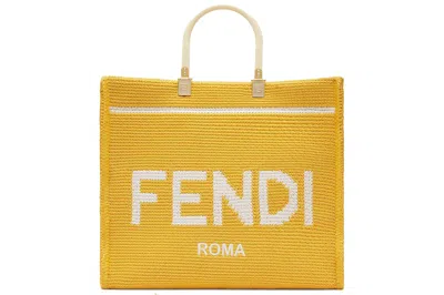 Pre-owned Fendi Sunshine Shopper Tote Medium Yellow