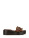 Fendi Embroidered Detail Platform Slides