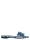 Fendi Logo-embroidered Slides In Blue