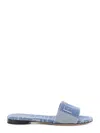 Fendi Logo-embroidered Slides In Blue