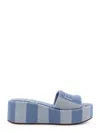 Fendi Sunshine Stripe Logo Platform Sandals In Blue