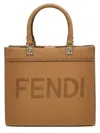Fendi Brown Sunshine Small Satchel Bag In Beige