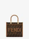 Fendi Sunshine Small Jacquard Ff Fabric Shoulder Bag In Brown