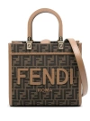 Fendi Ff Jacquard Small Sunshine Shopper Bag In Brown