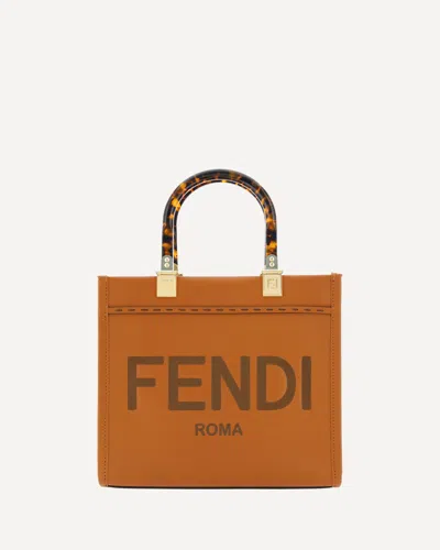 Fendi Sunshine Small Shoulder Bag In Brown