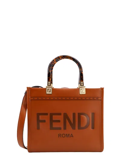Fendi Sunshine Small Top Handle Bag In Brown