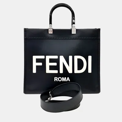 Pre-owned Fendi Sunshine Tote And Shoulder Bag (8bh386) In Black