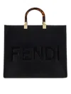Fendi Black Leather Medium Sunshine Shopper Tote Bag In Black