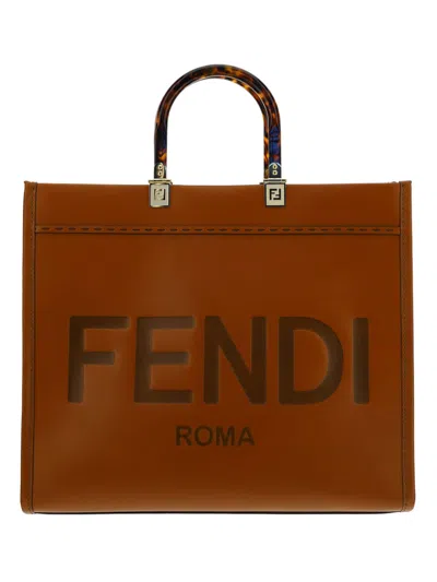 Fendi Sunshine Tote Bag In Brown
