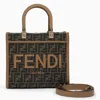 Fendi Ff Jacquard Small Sunshine Shopper Bag In Brown