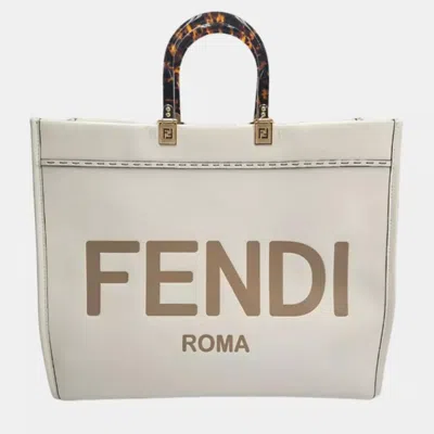 Pre-owned Fendi Sunshine White Leather Tote