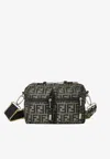 Fendi Mini Camera Case In Superlight Ff Zucca Technical Fabric With Adjustable Strap In Brown