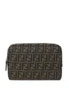 Fendi Medium Vanity Case With Central Zippered Compartment In Brown
