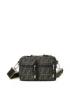 Fendi Mini Camera Case In Superlight Ff Zucca Technical Fabric With Adjustable Strap In Brown
