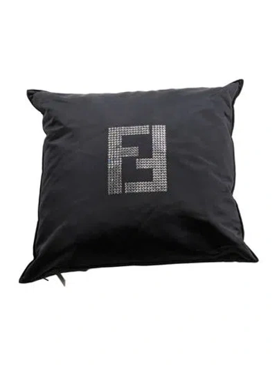 Pre-owned Fendi Swaorski Crystal  Logo Throw Pillow In Blue