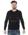 Fendi Pattern Jacquard Round Neck Pullover In Black