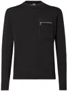 Fendi Regular Fit Wool Blend Pullover With Pockets In Black