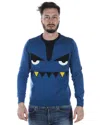 Fendi Pattern Jacquard Round-neck Pullover In Blue