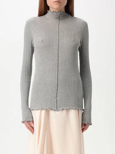 Fendi Ribbed-knit Top In Gray