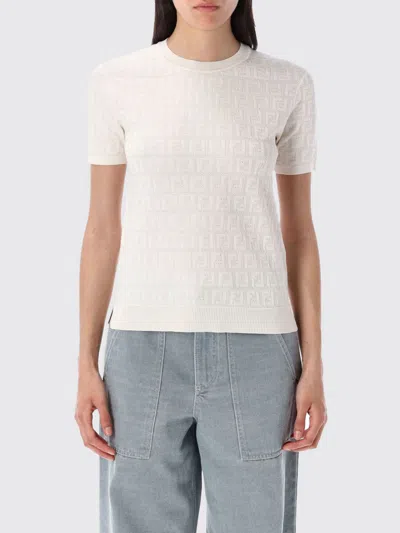 Fendi Maglia In Viscosa Ff Bianca In White