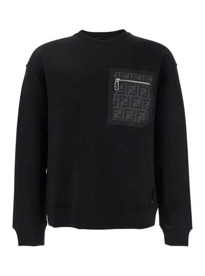 Fendi Sweater H.j.ff Alcantara Pocket In Multicolor