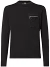 Fendi Regular Fit Wool Blend Pullover With Pockets In Black