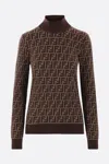 Fendi Ff Jacquard Turtleneck Sweater In Brown
