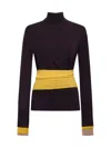 Fendi Woman Turtleneck Dark Purple Size 8 Wool, Polyamide, Polyurethane, Viscose, Polyester In Purple