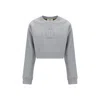 Fendi Grey Cropped Sweatshirt In Fleece Cotton Women