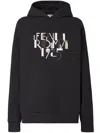 Fendi Roma Logo Hooded Sweatshirt In Black
