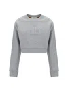 Fendi Grey Cropped Sweatshirt In Fleece Cotton Women In Grey Melange+biscuit