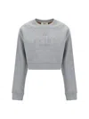 Fendi Grey Cropped Sweatshirt In Fleece Cotton Women In Grey