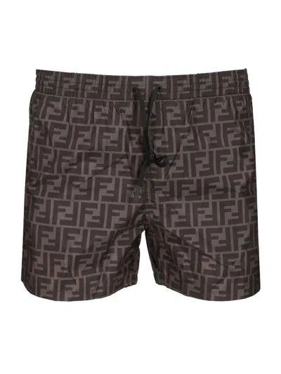 Fendi Swim Shorts Swimwear Multicolor In Brown