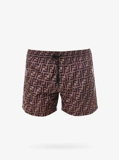 Fendi Swim Trunks In Brown