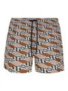 Fendi Printed Polyester Swimming Shorts In Brown